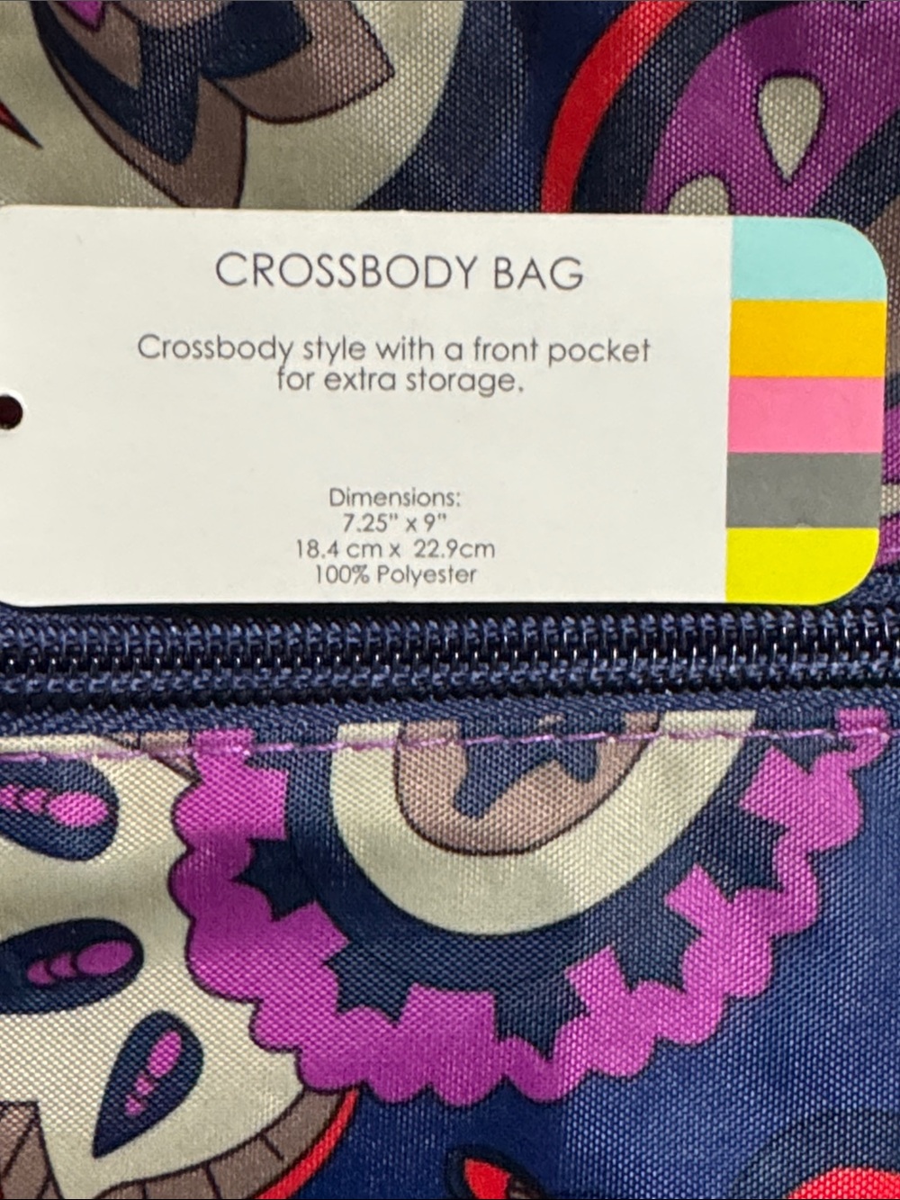 Crossbody Bag Colorful Paisley Boho Small Purse Adjustable Strap Blue Purple Red - Picture 9 of 10